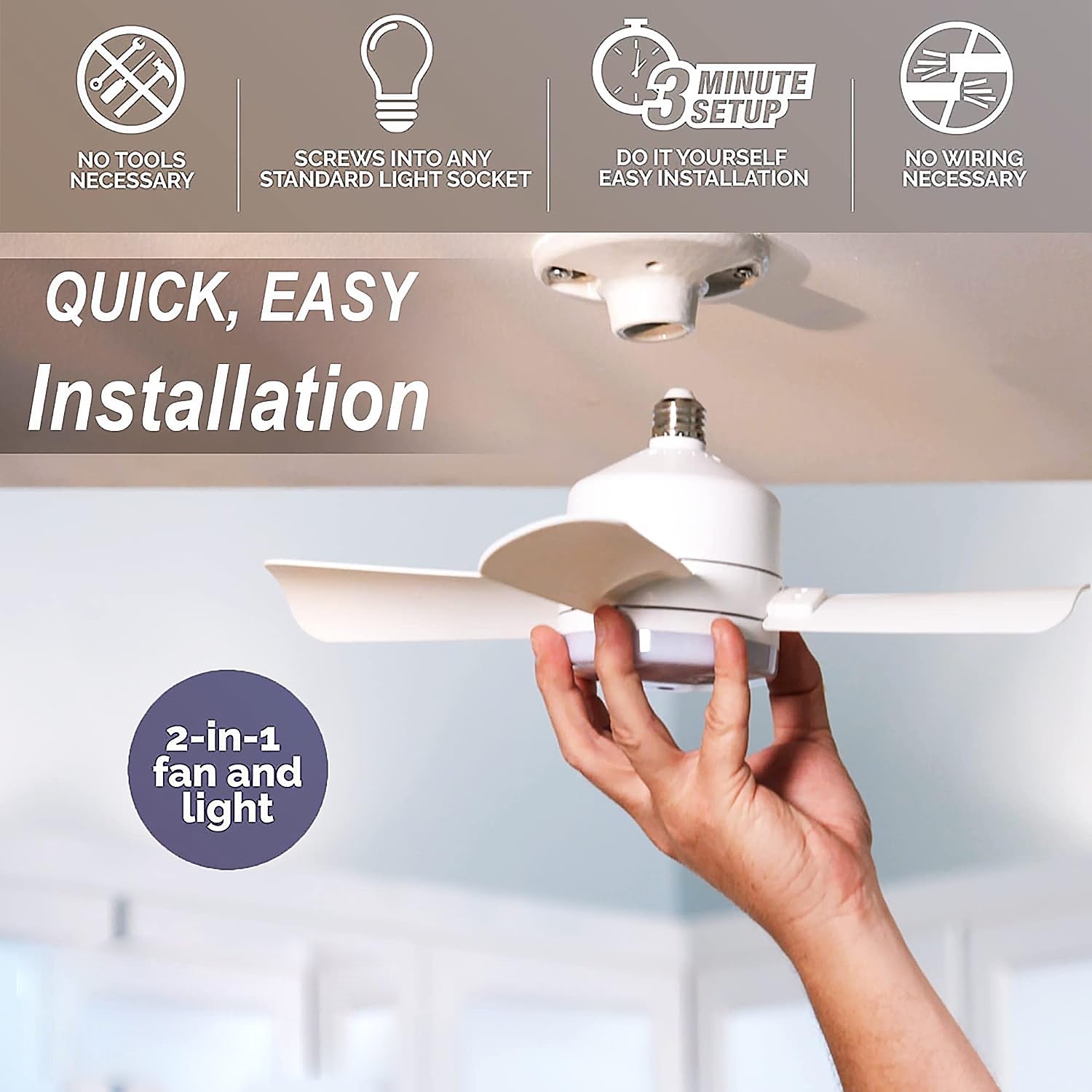 17845 Socket Fan Light Original - Cool Light LED โ Ceiling Fans with Lights and Remote Control, Replacement for Lightbulb - Bedroom, Kitchen, Living Room,1000 Lumens / 5000 Kelvins Cool LEDs (Remote Battery Not Included) 17845 Socket Fan Light Original - Cool Light LED โ Ceiling Fans with Lights and Remote Control, Replacement for Lightbulb - Bedroom, Kitchen, Living Room,1000 Lumens / 5000 Kelvins Cool LEDs (Remote Battery Not Included)